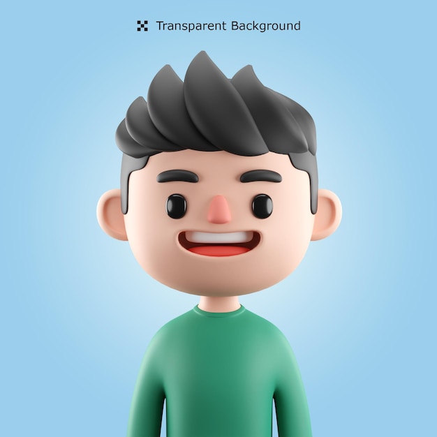 PSD 3d male cartoon character avatar isolated in 3d rendering