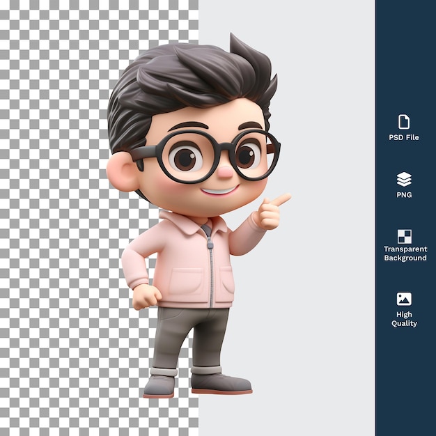 PSD 3d male cartoon character pointing