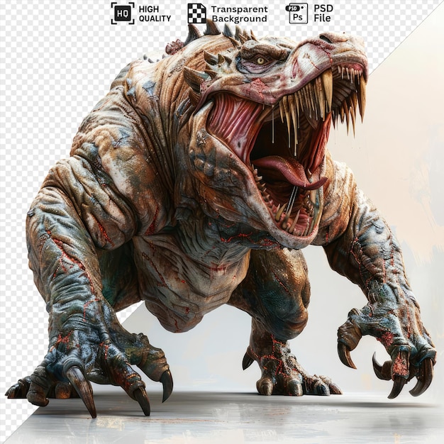 psd 3d manticore cartoon roaring defiantly in the face of danger