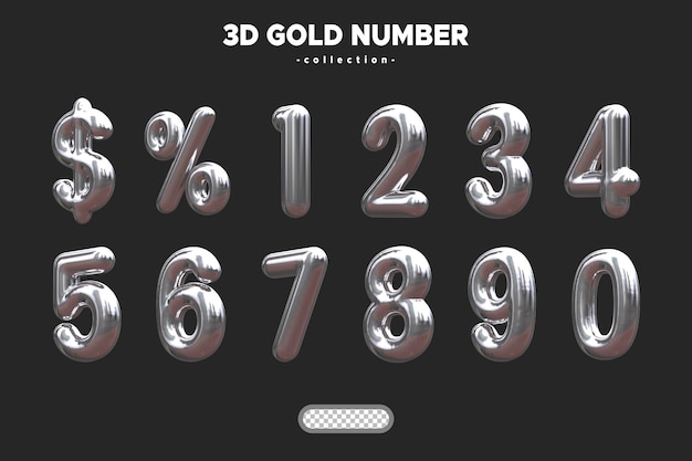 PSD psd 3d metallic balloon number collection