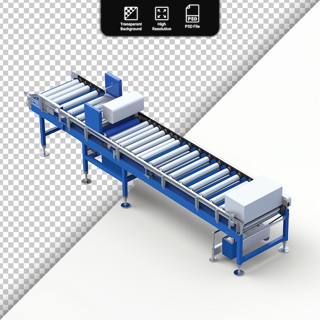 PSD psd 3d model parcel conveyor isometric isolated on transparent background