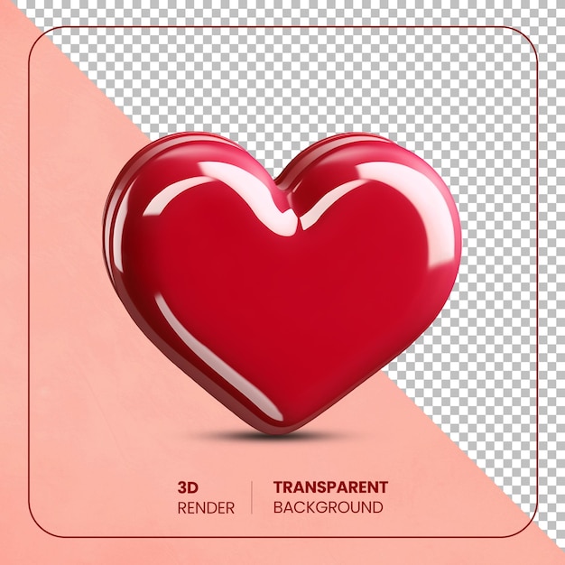 PSD 3D red heart love shape isolated