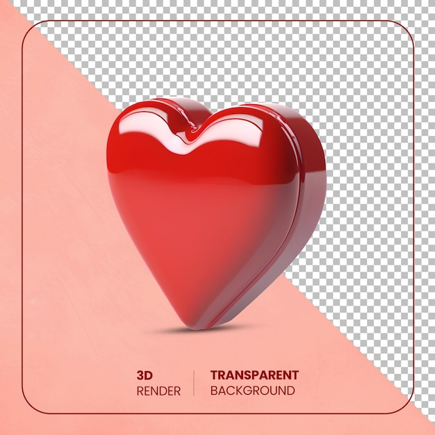 PSD 3D red heart love shape isolated