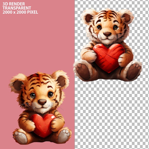 PSD 3d redering of taddy bearpinkbearloinzabra with isolated transparent background