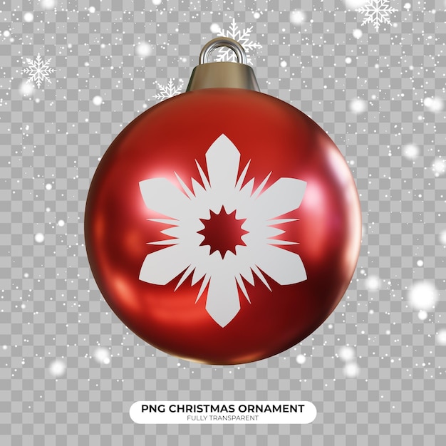 PSD psd 3d render of christmas ball ornaments with red colors on transparent background