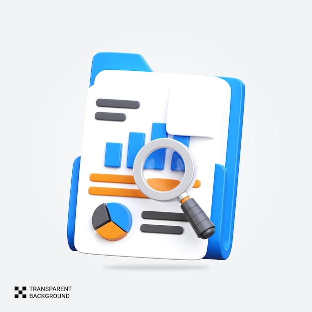 PSD psd 3d render document report icon