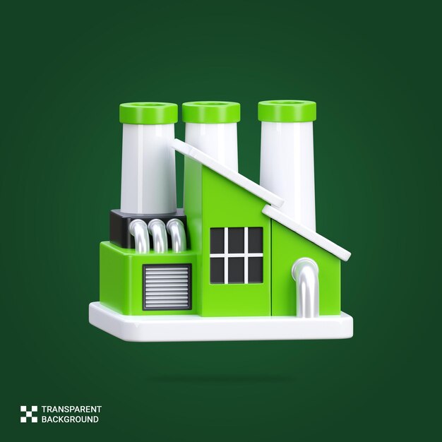 PSD psd 3d render of green factory icon illustration