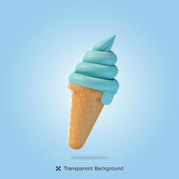 PSD 3d render illustration ice cream cone isolated icon