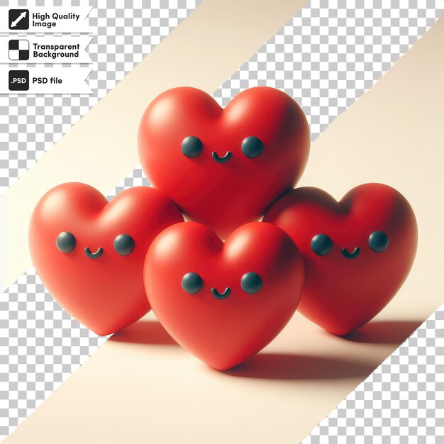 PSD 3d render of a pair of hearts on transparent background with editable mask layer