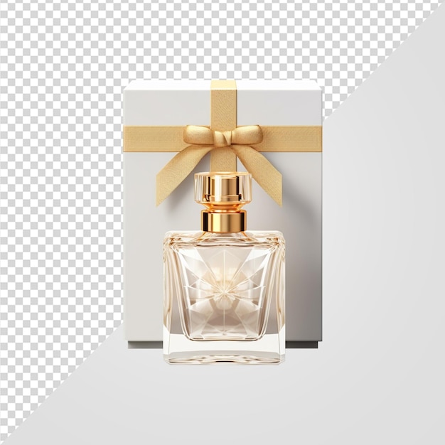 PSD 3d render perfume bottle and box