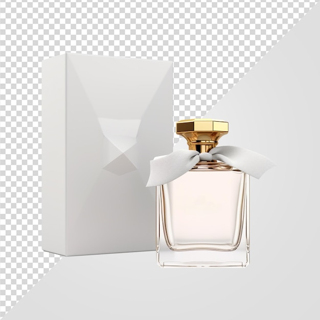 PSD 3d render perfume bottle and box