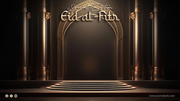 PSD 3D render Podium product display happy eid alfitr