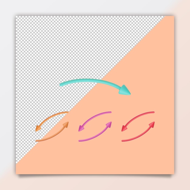 PSD 3d render realistic arrow icon illustration