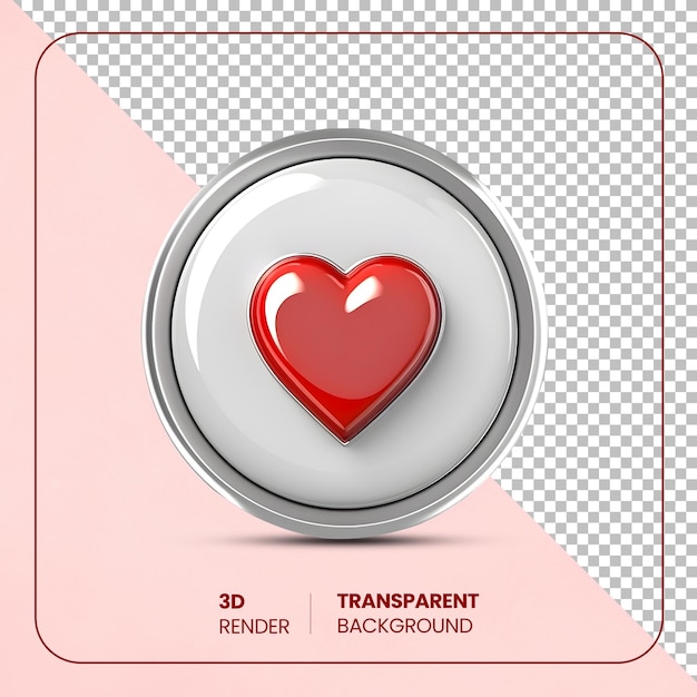 PSD 3d render red heart in a white circle