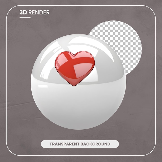 PSD 3d render red heart in a white circle