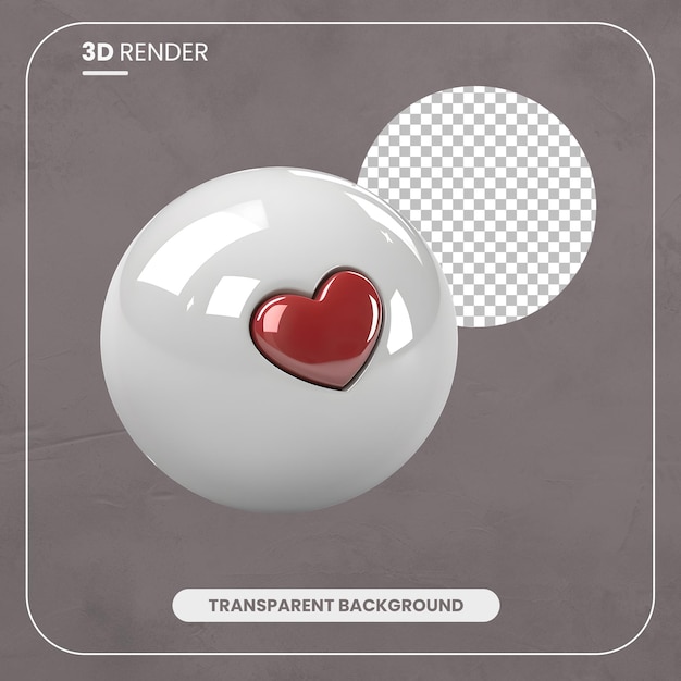 PSD 3d render red heart in a white circle