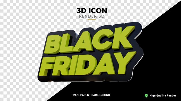 PSD 3d rendering of black friday isolated black texture yellow text high quality