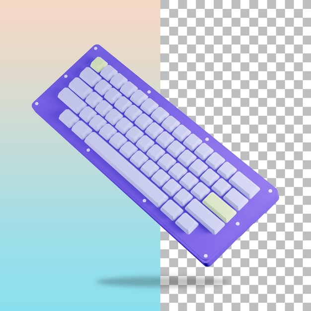 PSD 3d rendering blue mechanical keyboard