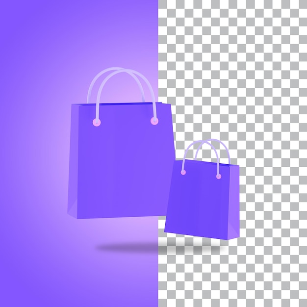 PSD 3d rendering blue shopping bags