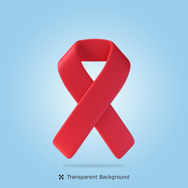 PSD 3d rendering breast cancer day awareness red ribbon 3d icon isolated illustration