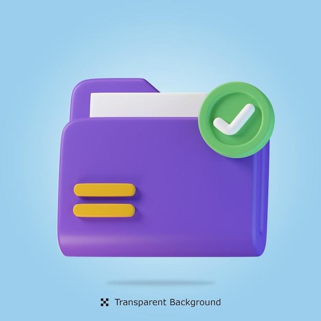 PSD 3d rendering Check Folder 3d icon isolated illustration