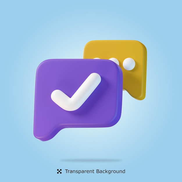 PSD 3d rendering Check Message 3d icon isolated illustration