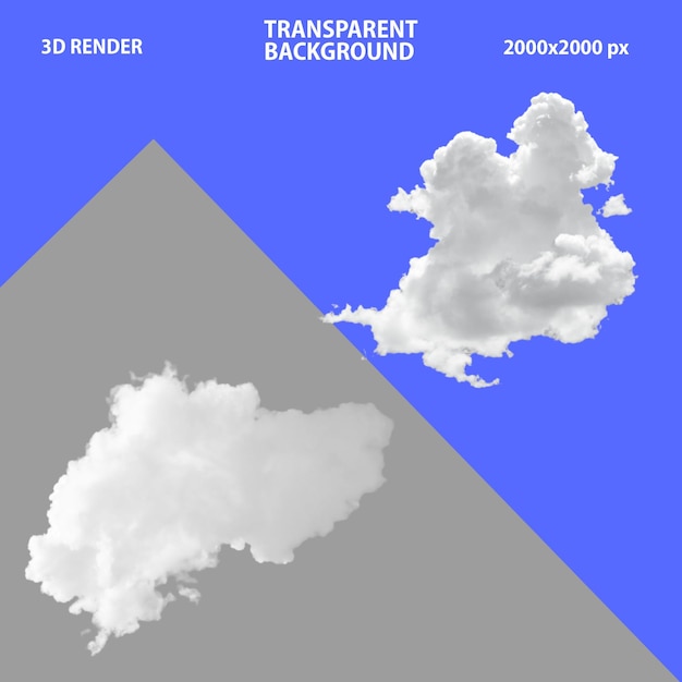 PSD 3d rendering of cloud with isolated transparent background