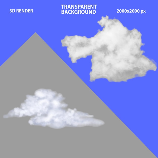 PSD 3d rendering of cloud with isolated transparent background