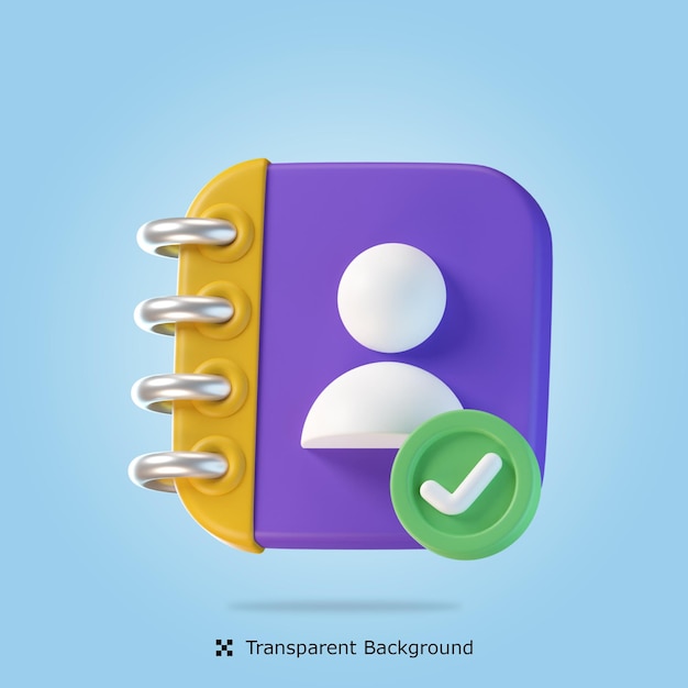 PSD 3d rendering Contact Check 3d icon isolated illustration