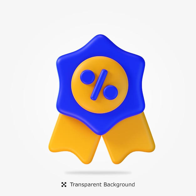 PSD 3d rendering discount badge 3d icon isolated illustration