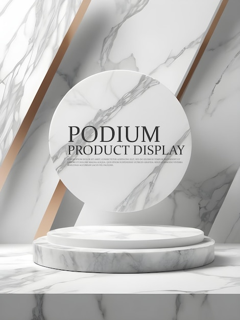 PSD 3d rendering Marble podium stage display mockup for product presentation scene product display