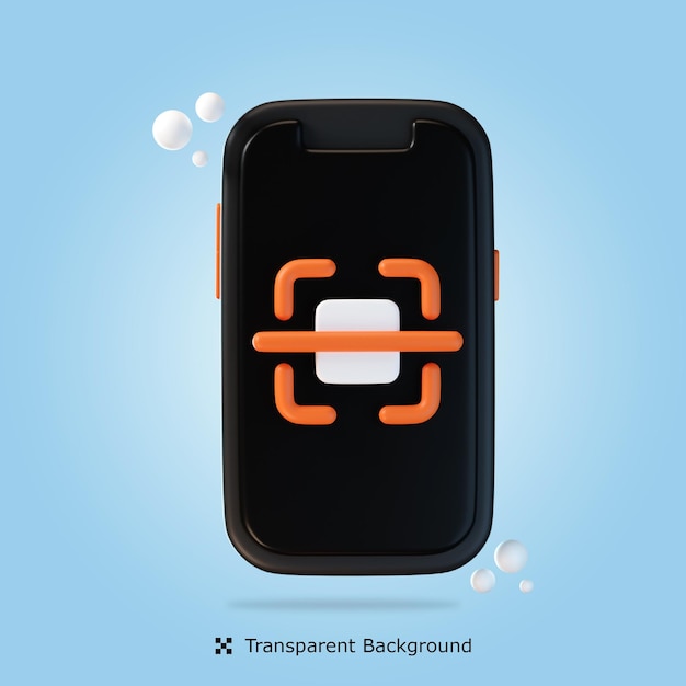 PSD 3d rendering phone code scan 3d icon isolated illustration