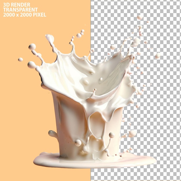 PSD 3D rendering of Splash of milk and chocolategolden