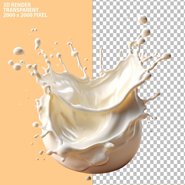 PSD 3D rendering of Splash of milk and chocolategolden