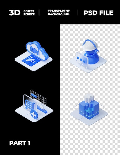 PSD psd 3d rendering technology icon elements