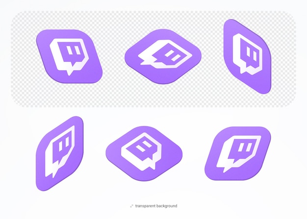 PSD 3D Twitch icon social media logo set isolated