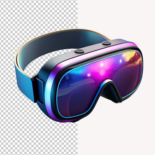 PSD of a 3d virtual reality glasses metaverse technology isolated on transparent background