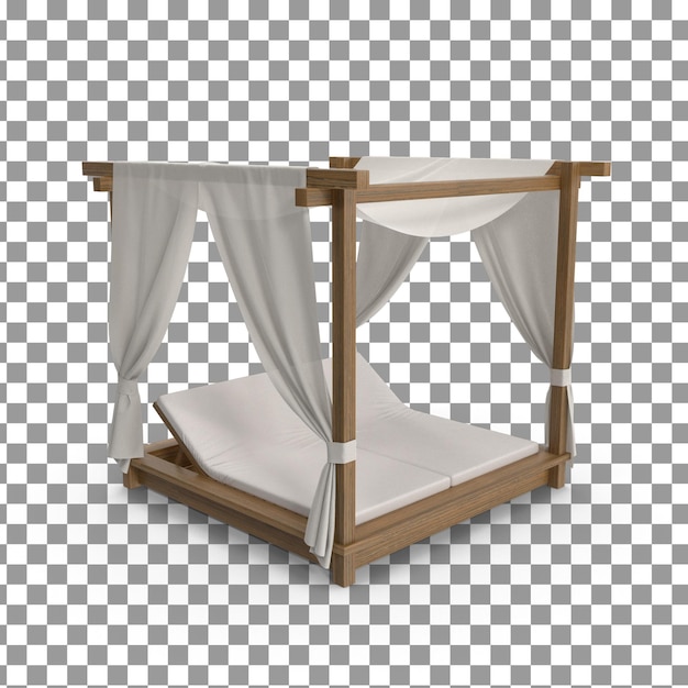 PSD 3D Wood beach chair on isolated and transparent background