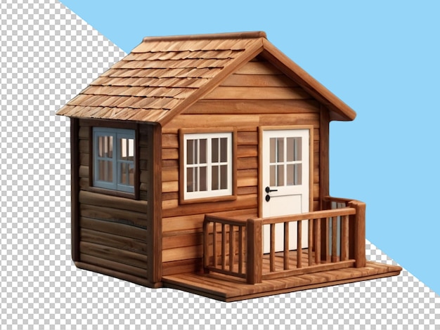 psd of a 3d wooden tiny on transparent background