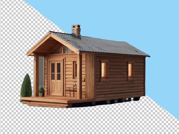 psd of a 3d wooden tiny on transparent background