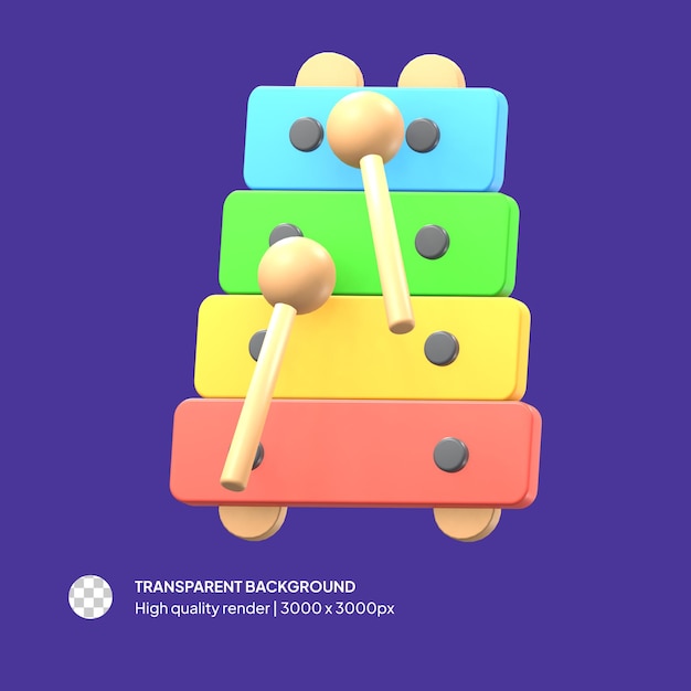 PSD 3D Xylophone isolated packground