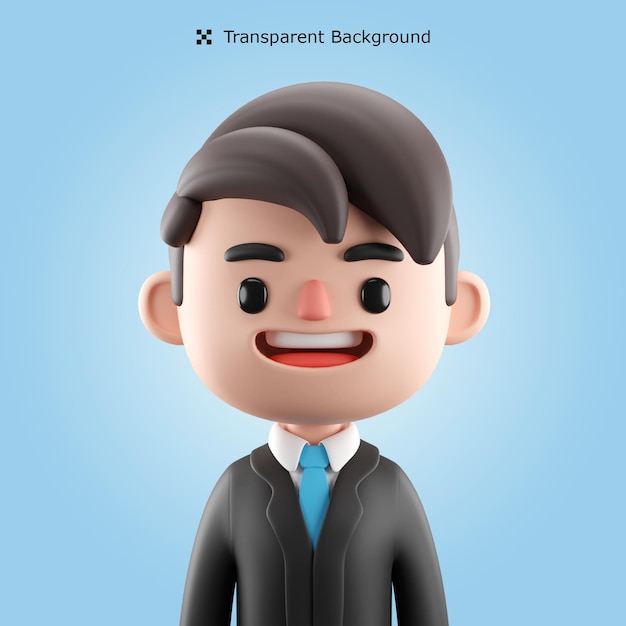 PSD 3d Young Businessman Cartoon Avatar wearing suit