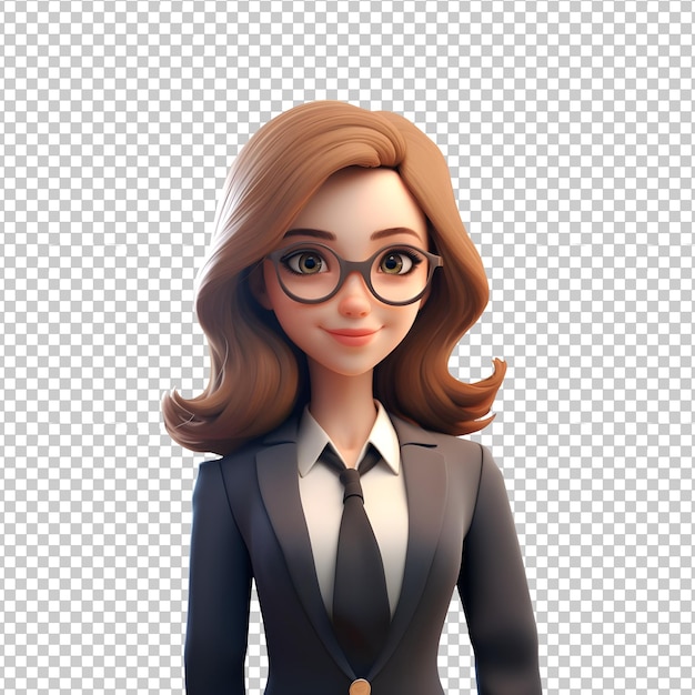 PSD 3d Young female lawyer attorney legal adviser or prosecutor character isolated on transparent