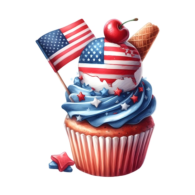 PSD psd 4th july patriotic cupcake clipart sublimation