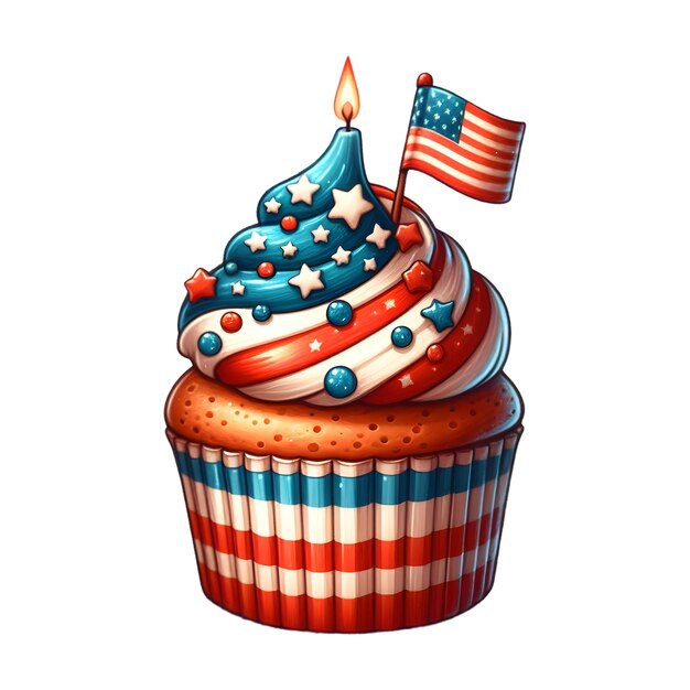 PSD psd 4th july patriotic cupcake clipart sublimation