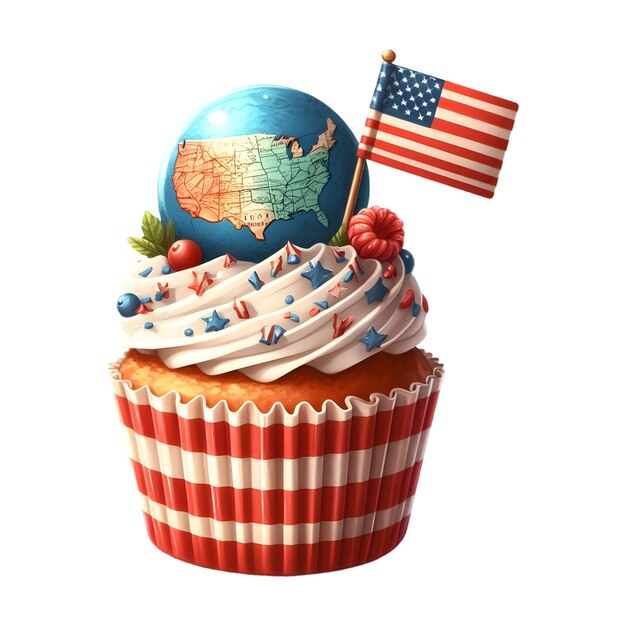 PSD psd 4th july patriotic cupcake clipart sublimation