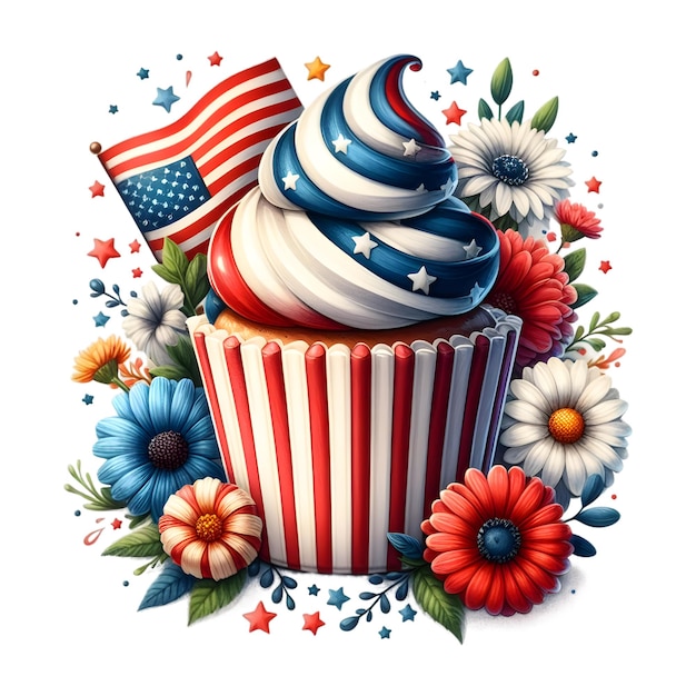 PSD psd 4th july patriotic cupcake clipart sublimation