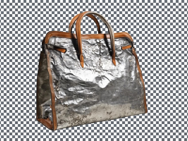 PSD 70s Leather Bag isolated on Transparent Background