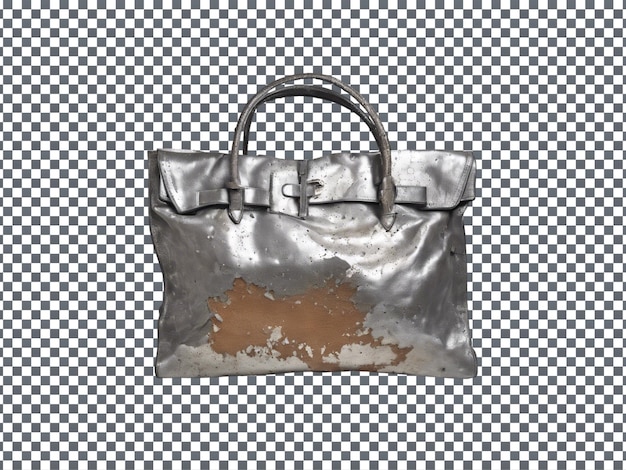 PSD 70s Leather Bag isolated on Transparent Background