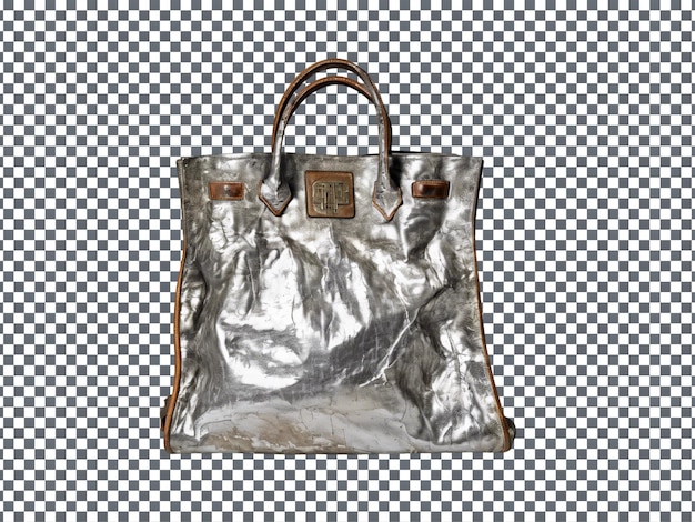 PSD 70s Leather Bag isolated on Transparent Background